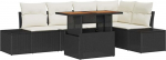 Rantry 6-teiliges Garten Sofa Set mit Kissen Schwarz Poly Rattan Gartenlounge Model3358700