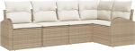 5-teiliges Garten Sofa Set mit Kissen - Beiges Poly Rattan Gartenlounge Model3346041