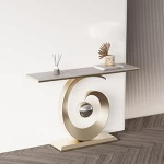 Moderner Rock Panel Konsole Sofatisch mit Metallrahmen, Einfacher Wohnzimmer Beistelltisch f&uuml;r Flur, Foyer, Eingang, Eingang, Modern Dekorativ