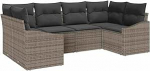 Rantry 6-teiliges Garten Sofa Set mit Kissen Grau Poly Rattan Gartenlounge Model3355528