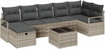 8-teiliges Garten-Sofa-Set mit Kissen Hellgrau Poly-Rattan Gartenlounge Model3359211