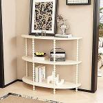 Konsolentisch Halbmondf&ouml;rmig,Halbmond Schmaler Flurtisch,Holz Beistelltisch mit Stauraum,Couchtisch,f&uuml;r Wohnzimmer,Eingangsbereich,Foyer,Flur,Schlafzimmer(Wit,100cm/39.3in)