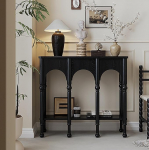 Moderner schwarzzer Konsolentisch, Eingangstisch aus Holz f&uuml;r Wohnzimmer und Flur, stilvoller Foyertisch hinter der Couch, 39,5 x 12,5 x 35,5 Zoll, perfekt f&uuml;r Eing&auml;nge und Dekoration