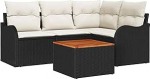 Gartensofa-Set mit Kissen 5 tk Schwarz Poly-Rattan Gartenm&ouml;bel Model3347446