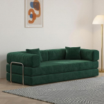 Generisch 2-kohaline diivanvoodi, p&otilde;randakohver, kokkupandav n&ouml;&ouml;rdiivanvoodi laiade k&auml;etugede ja seljatoega, k&otilde;rge tihedusega vaht, pehme modulaarne kokkupandav madrats elutuppa, roheline, 150 x 100 x 70 cm.