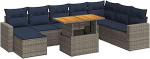 9-TLG. Garten-Sofagarnitur mit Kissen Grau Poly Rattan Gartenlounge Model3327078