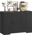 HOMCOM Sideboard, 4 sahtliga k&uuml;lgkapp, 2 uksega, k&ouml;&ouml;gikapp, reguleeritava riiuliga hoiukapp elutuppa, 105 x 40 x 76 cm, must