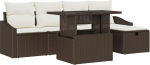 6-teiliges Garten-Sofaset mit Kissen Braun Poly Rattan Gartenlounge Model3359825