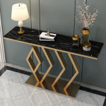 Kaasaegne konsoollaud ristk&uuml;likukujulise alusega, seinapinnad, k&uuml;lgkoridor, esikus, konsoollaud, kitsas diivanilaud geomeetrilise alusega, kompaktne fuajeelaud marmorist t&ouml;&ouml;pinnaga