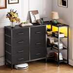 Coleshome sahtlitega kapp, nurgakapp 7 riidest sahtliga - 2 USB ja 2 vahelduvvoolu pistikupesa ja LED-valgustus, 3-kihiline hoiulaud, sobib magamistoa ja elutoa nurkadesse