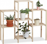 Relaxdays Natural Wooden Indoor Plant Stand, Sturdy, Rustic, Rustproof, Solid, Plant Rack, 2 Different Sizes