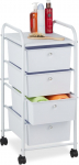 Relaxdays Bathroom Trolley, 4 Drawers, Metal & Plastic, Roll Container Bathroom, Cosmetics, H x W x D: 74 x 33 x 39 cm, White