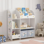 [en.casa] Lysekil Children's Bookcase with 2 Storage Boxes, Toy Shelf, 100 x 93 x 30 cm, Toy Storage, Koala Motif