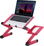 Ejoyous Laptop Table, Laptop Desk, 360 Degree Adjustable and Foldable Laptop Stand, Notebook Stand, Built-in 2 Fans with Mouse Platform (Rose Red)
