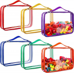 Kklolai Transparent PVC Toy Storage Bags with Zipper, Reusable Waterproof Toy Bags with Handle, 12.6 x 9 inches, Plastic Storage Bag for Board Games
