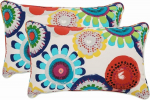 Pillow Perfect Floral Pattern Square Cushions, Pack of 2, Multi-Colour