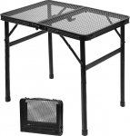 QWORK&reg; Folding Camping Table 60 x 40 cm, Height Adjustable 27/56 cm, Lightweight and Portable, Garden Table, Picnic Table with Metal Mesh Table Top