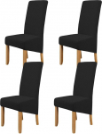 MINGPINHUIUS Stretch Chair Covers for Dining Room, 1/4/6 Pieces, Polyester High-Backed Chair, Knitted Twill Chair Slipcover for Wedding, Dining Room, Home Decor (Black, 4)