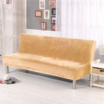 LINGHAN Thick Plush Sofa Cover Armless Folding Sofa Bed Slipcover 3 Seater Armless Stretch Futon Sofa Cover Soft Velvet Washable Easy Fit