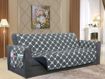 Elegant Comfort Luxury Bloomingdale Reversible Two Tone Quilted Slipcover with Smart Pockets and Elastic Straps - Ideal for Pets and Kids - Black/Grey