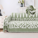 Turquoize Boho Couch Cover, Chenille Sofa Covers, Washable, Couch Covers for 3 Pillows, Couch, Triangle Sofa Slipcover, Sectional Couch Covers, Futon Cover, Couch Protector for Dogs, 71 x 134 Inches