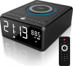 G Keni Raadio CD-m&auml;ngijaga (FM-raadio) | Raadio Bluetoothiga - 10 W traadita laadija, digitaalne &auml;ratuskell LED-ekraaniga, 3,5 mm AUX, k&otilde;rvaklapipesa, USB-sisend (must)