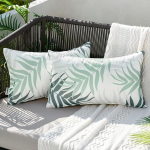 MIULEE komplekt 2 v&auml;ljas padjakatet, veekindlad padjad, dekoratiivsed padjakatted, lehtede muster, diivanipadjad, dekoratiivsed padjad aeda, diivanile, diivanile, elutuppa, 30 x 50 cm, roheline hall