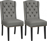 Yaheetech 2 k&ouml;&ouml;gitoolist koosnev komplekt tiibade kujulise seljatoega, polsterdatud toolid, s&ouml;&ouml;gitoa toolid, maksimaalne koormus 140 kg, s&ouml;&ouml;gituppa, k&ouml;&ouml;ki, elutuppa, magamistuppa, helehall