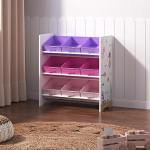 [en.casa] Boiro laste riiul, 60 x 62 x 30 cm, seisev, 9 kokkupandava kastiga, m&auml;nguasjade hoidmise riiul, ookeanimotiiviga