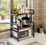 Puidust mikrolaineahju riiul t&ouml;&ouml;laua jaoks, metallraam terasest stendid Lihtne riiul Utility riiulid Multifunktsionaalne k&uuml;psetusahju pagari riiul Spice Storage Organiser (C)