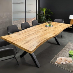 Oakland pikendatav s&ouml;&ouml;gilaud 160-200 cm Wild Oak Design Tree Edge Black X-Metal Frame