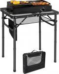 REDCAMP Kaasaskantav grill-laud v&otilde;rklaudisega, 60 x 40 cm, kerge kokkupandav kokkupandav laud telkimiseks, toiduvalmistamiseks, grillimiseks, matkaauto piknikuks, kergesti kokkupandav reguleeritava k&otilde;rgusega jalgadega, must