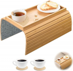 Sofa Armrest Tray with Cup Mats, Foldable Sofa Arm Table Couch Tray, Non-Slip Sofa Tray Table Chair Table Couch Armrest Tray Couch Cup Holder Tray Sofa Side Table for Snacks