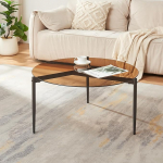 [en.casa] Ul&ouml;kantaa klaasist kohvilaud Diameeter 80 x 40 cm Diivanilaud metallraamiga klaasist &uuml;mmargune laud suitsuklaasist pruun