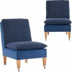 K&auml;edeta tool, kaasaegne lugemistool Corduroy Velvet Lounge Chair magamistoas kahe rattaga, sobib elutuppa, magamistuppa ja vastuv&otilde;turuumi (sinine)