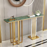 Kitsas konsoollaud, marmorist konsoollaud, konsoolne diivanilaud, kaasaegne diivan- ja konsoolilaud, elutuppa, esikusse, fuajeesse, diivani taha (kuldne + roheline, 80 cm / 31,5 tolli)