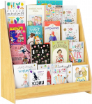Nisorpa Montessori laste raamaturiiul, puidust riiul 4 tasandiga raamatute jaoks, seisev riiul lastetuppa, elutuppa (80 x 88 x 30 cm, naturaalne puiduv&auml;rv)