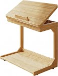 C-f&ouml;rmiger Couchtisch, Beistelltisch mit 360&deg; drehbaren R&auml;dern, 45&deg; verstellbarer neigbarer Desktop f&uuml;r Sofa, Laptop, Kaffee, C-Tisch f&uuml;r Wohnzimmer (Natur, 60 x 40 x 63 cm)