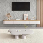 TV kapp riputatav 140 cm beež TV Lowboard 2 sahtli ja 1 klapp uksega, kaasaegne TV laud koos kaablijuhtimisega, TV laud elutuppa ja s&ouml;&ouml;gituppa