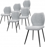 LEWE Linasest s&ouml;&ouml;gitoa toolid, komplekt 6, kaasaegne ruuduline muster metallist jalaga, polsterdatud, k&auml;edeta k&ouml;&ouml;gitool restorani/elutuppa/magamistuppa, [Hall]