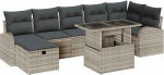 8-teiliges Garten Sofa Set mit Kissen Hellgrau Poly Rattan, 2-Sitzer Garten Sofa mit Stauraum & Kissen Hellgrau Poly Rattan Gartenlounge Model3361101