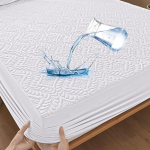 Waterproof Mattress Protector 200 x 200 cm Fitted Sheet Luxury, 3D Pattern, Super Absorbent, Breathable Mattress Cover, Waterproof Mattress Protection, Moisture Protection, Fitted Sheets - White