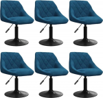 vidaXL 6 x s&ouml;&ouml;gitoa toolid, p&ouml;&ouml;rlev k&otilde;rguse reguleeritav k&ouml;&ouml;gitool, polsterdatud tool, lamamistool, elutoa toolid, sinine sametkate