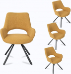 MEUBLE COSY s&ouml;&ouml;gitoolide komplekt, 4 tooli, k&ouml;&ouml;gitoolid, polsterdatud toolid k&auml;etoega, kangast iste, metalljalad, kollane, 58,5 x 59 x 81 cm.