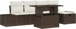 6-teiliges Garten Sofa Set mit Kissen Braun Poly Rattan Gartenlounge Model3359865