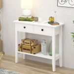 soges Konsoollaud Kohvilaud K&otilde;rvallaud K&otilde;rvallaud 2 sahtliga Esikoha laud Valge esikusse elutuppa 80 x 34 x 71,5 cm