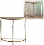 Poolringikujuline konsoollaud, kitsas konsoollaud maal&auml;hedases stiilis, vintage hoiuriiul elutuppa, esikusse, diivanituppa (valge)