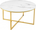 riess-ambiente.de Elegantne Boutique kohvilaud 80 cm valge &uuml;mmargune kristallklaasist ja marmorist kaunistusega kuldne raam