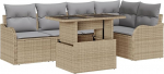 6-teiliges Garten Sofaset mit Kissen Beige Poly Rattan Gartenlounge Model3357203