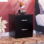 Home Discount Black Bedside Drawer, Bedside Cabinet, 2 Drawer, Bedside Table, Metal Handles & Runners